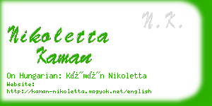 nikoletta kaman business card